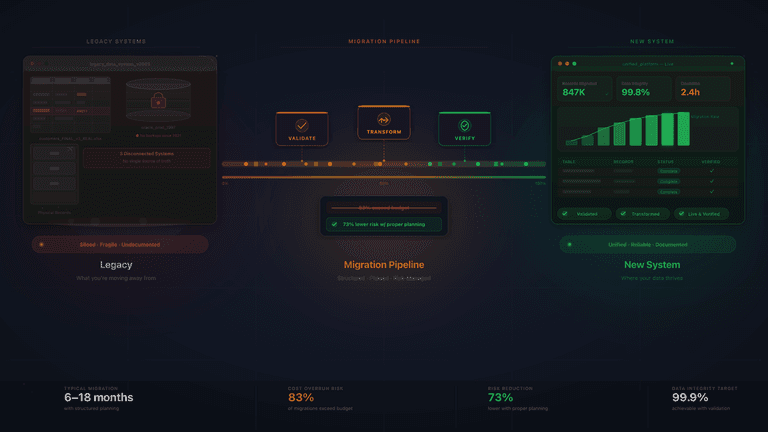 Data migration from legacy systems to modern software with validation pipeline
